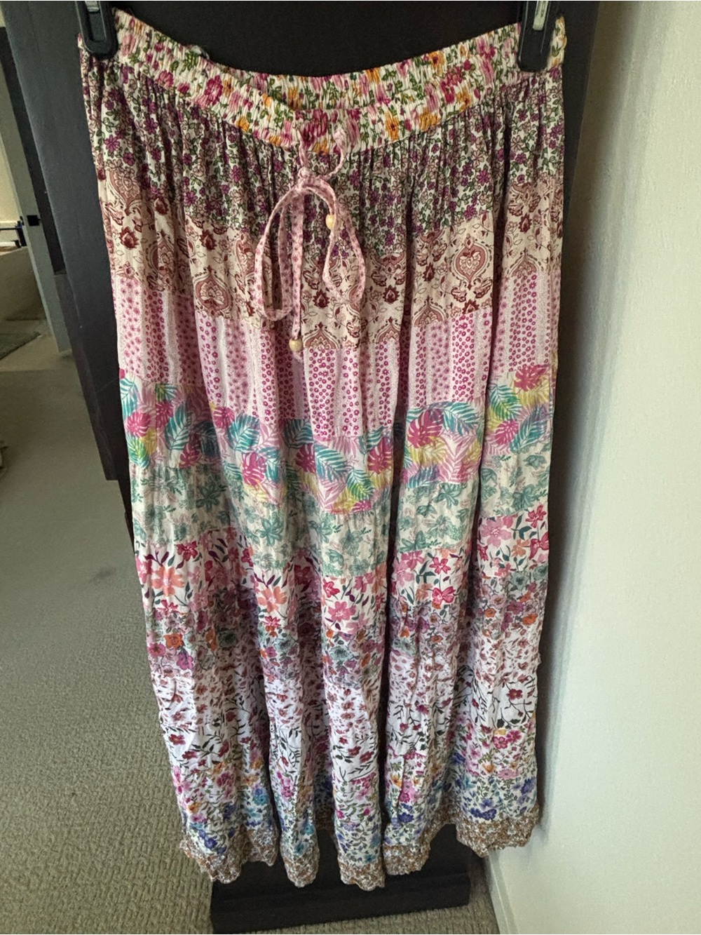 NWOT Jaded Gypsy Bohemian Pink Multicolor Floral Maxi Skirt